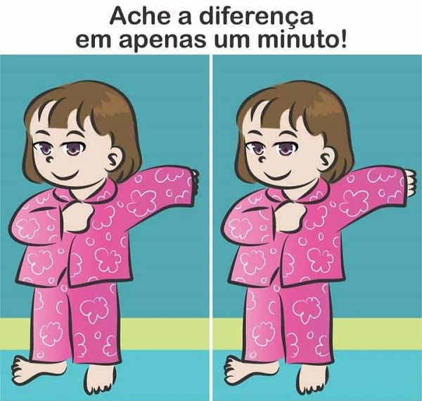 Ache a diferença em apenas um minuto - Menina vestindo pijama
