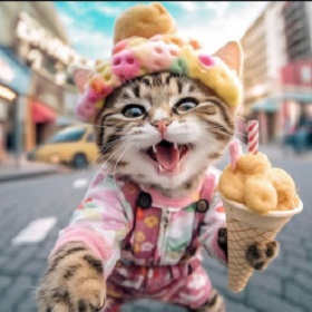 gato com sorvete
